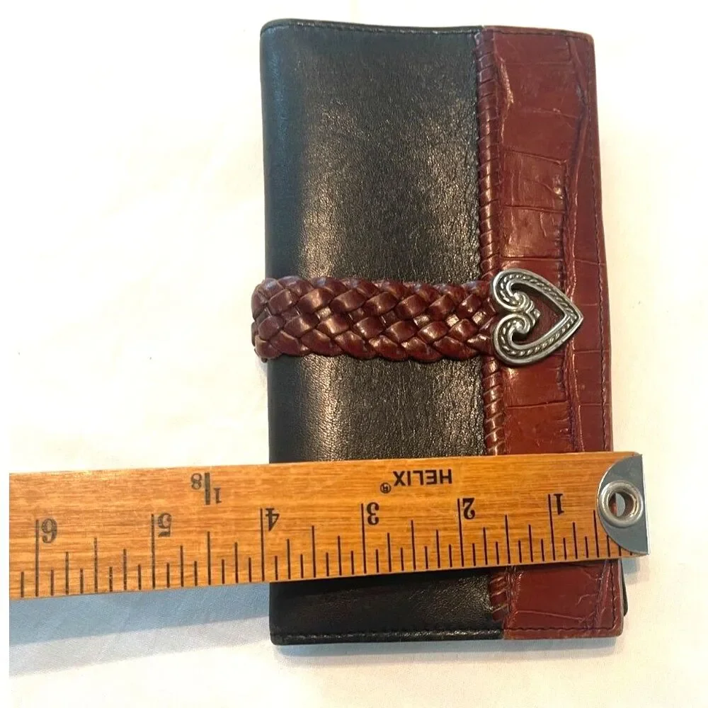 Vintage Brighton Wallet Leather Logo Heart Croc Black & Brown Bifold *READ